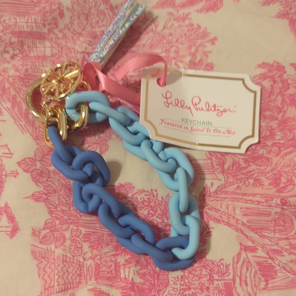 Lilly Pulitzer Blue and Gold Chain Keychain